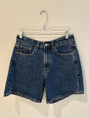 Zara Regular Bermuda Dark Blue Denim Shorts